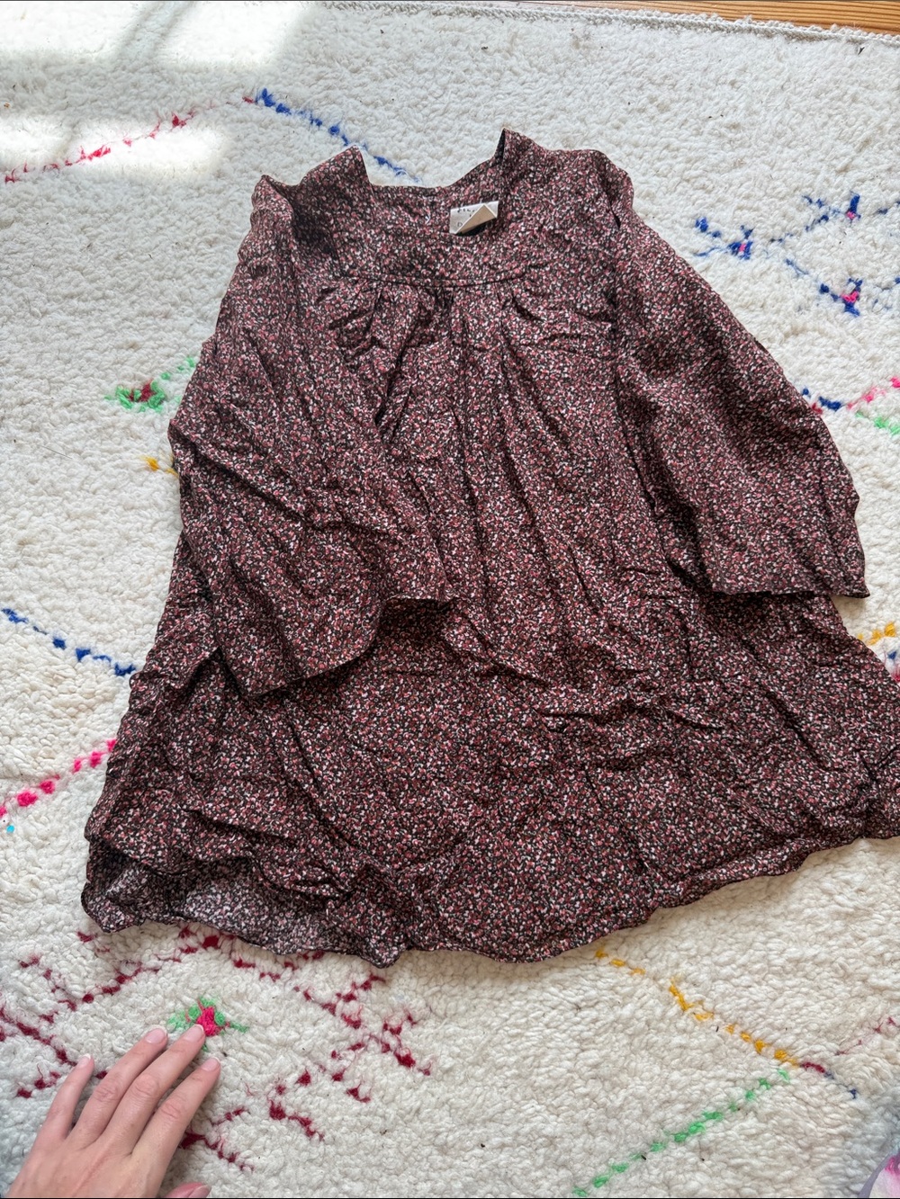 Doen Girls' Burgundy Ditzy Floral Dress